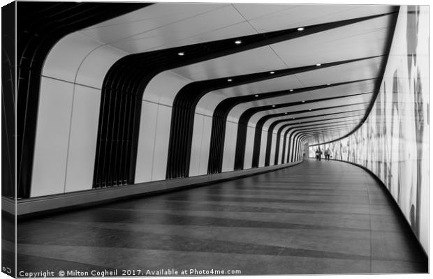 King's Cross pedestrian tunnel - Black and White Canvas Print by Milton Cogheil