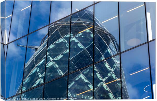 Reflection of the Gherkin building Canvas Print by Milton Cogheil