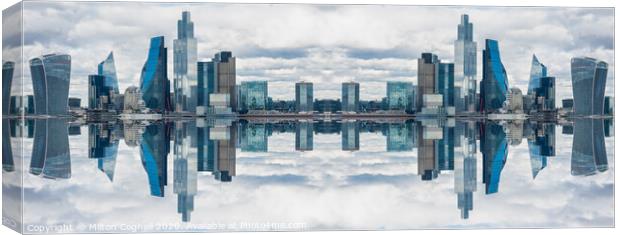 Double mirror effect London skyline Canvas Print by Milton Cogheil