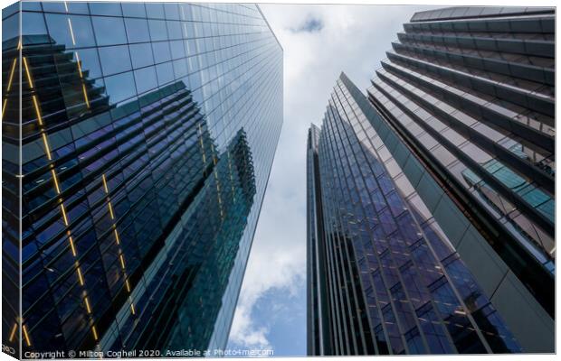 London's financial district skyscrapers Canvas Print by Milton Cogheil