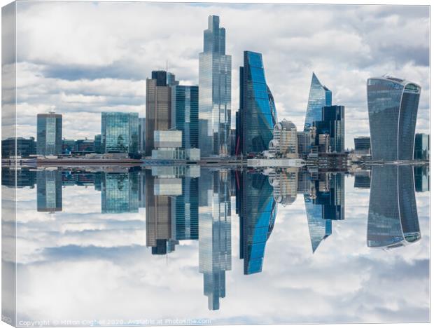 Mirror effect London skyline and skyscrapers Canvas Print by Milton Cogheil