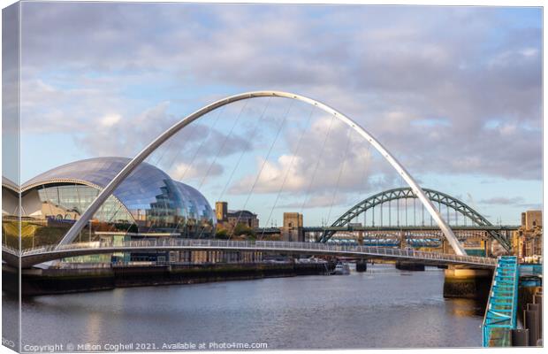 Gateshead Millennium Bridge over the River Tyne Canvas Print by Milton Cogheil