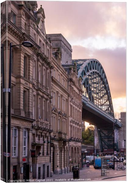 Grainger Town, Newcastle with the famous Tyne Bridge Canvas Print by Milton Cogheil