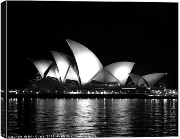 Sydney Opera House in Black & White Canvas Print by John Chase