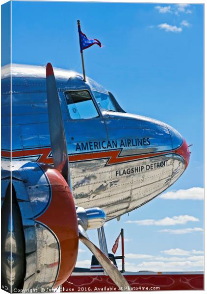 American Airlines DC-3 "Flagship Detroit" Canvas Print by John Chase