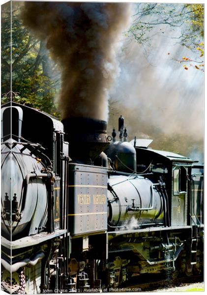 Shay No. 4 Locomotive Blows! Canvas Print by John Chase