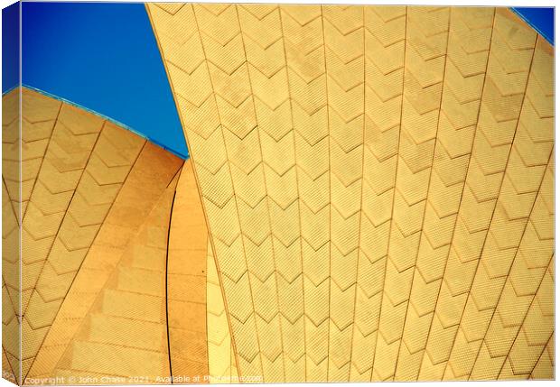 Sydney Opera House in Yellow Canvas Print by John Chase