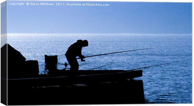 Early morning fishing off Scarborough harbour. Canvas Print by Steve Whitham