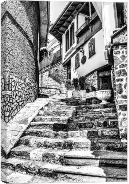 Twisting steps and backstreets, Veliko Tarnovo  Canvas Print by Steve Whitham