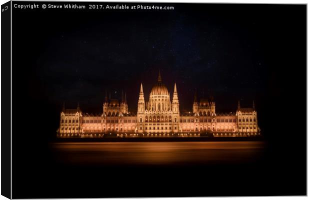 Parliament Building, Budapest. Canvas Print by Steve Whitham