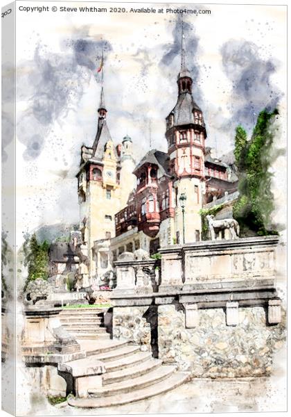 Peles Palace, Romania. Canvas Print by Steve Whitham