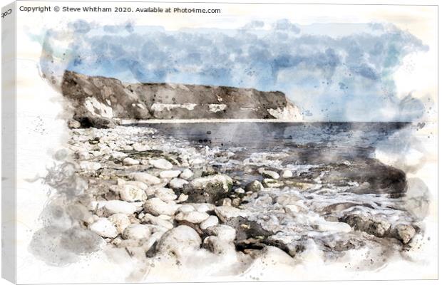 Pebble beach at Flamborough. Canvas Print by Steve Whitham