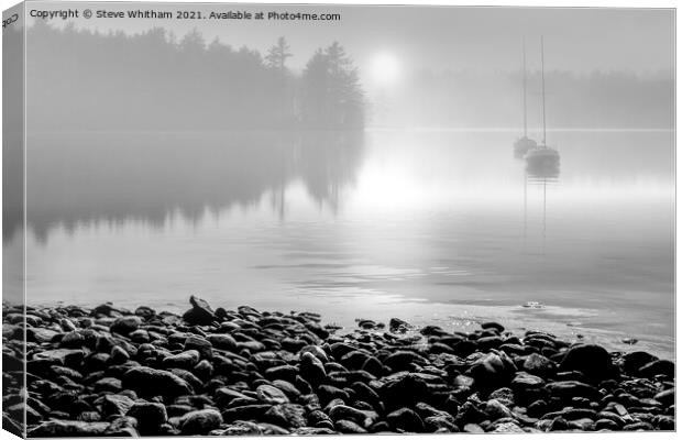 Daybreak by the lake. Canvas Print by Steve Whitham