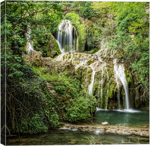 The Top Waterfall at Krushuna, Bulgaria. Canvas Print by Steve Whitham