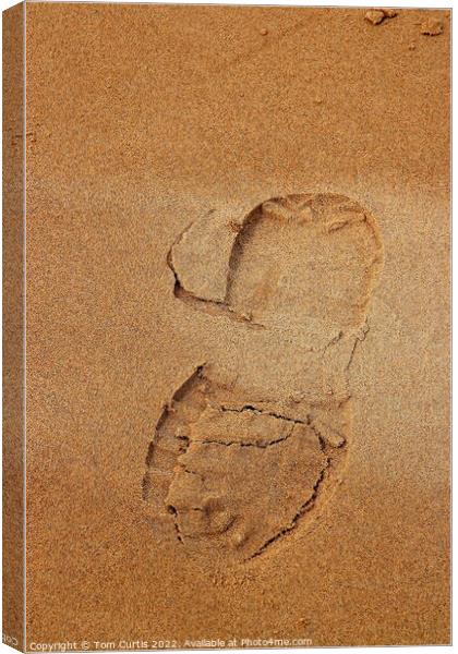 Footprint in the Sand Canvas Print by Tom Curtis