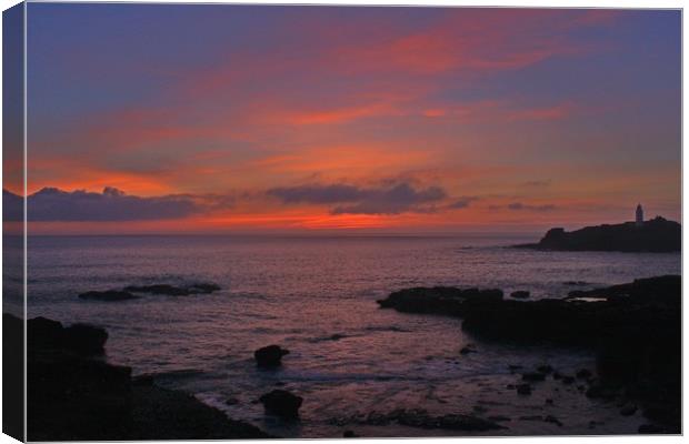 Sunset over Godrevy Canvas Print by Paul Smith
