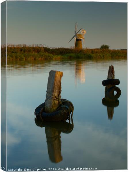 Early morning on the Norfolk Broads, Norfolk Canvas Print by martin pulling
