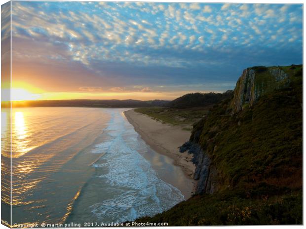 Oxwich bay Canvas Print by martin pulling