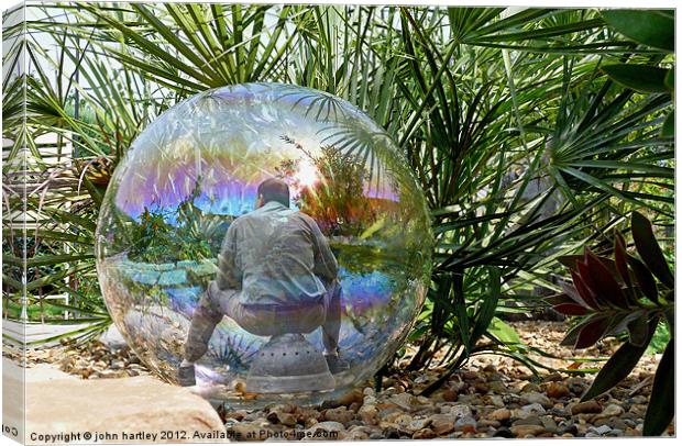 Man in a Glass Ball (composite) Canvas Print by john hartley