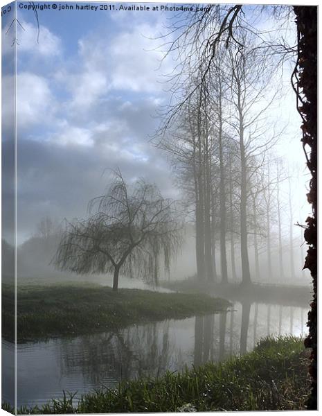 River in the Mist - Poplar Trees and the River Wen Canvas Print by john hartley