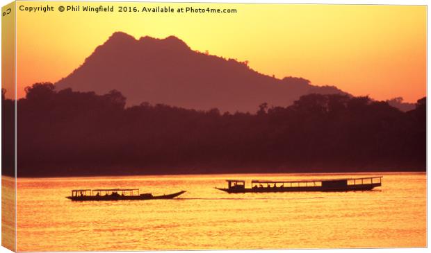 Mekong River Sunset Canvas Print by Phil Wingfield