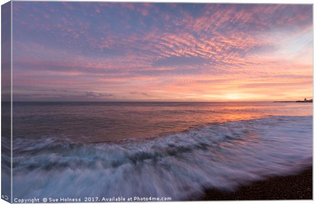 Hastings Sunset Canvas Print by Sue Holness