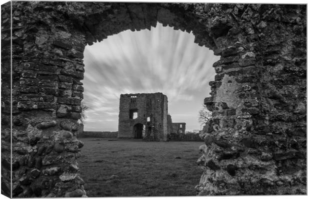 Baconsthorpe Castle Ruins in Mono Canvas Print by Mark Hawkes