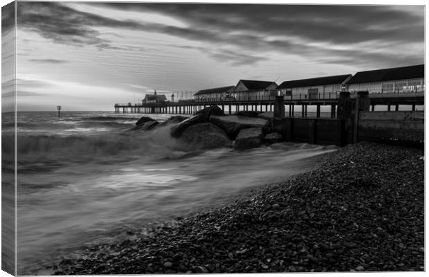 Southwold Pier Monochrome Canvas Print by Mark Hawkes