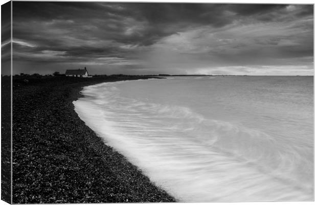 Shingle Street in Suffolk Black and White. Canvas Print by Mark Hawkes