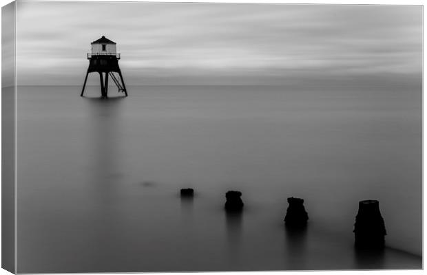 Dovercourt Low Lighthouse Essex in Monochrome Canvas Print by Mark Hawkes