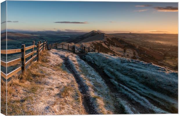 Mam Tor sunrise in the frost Canvas Print by Mark Hawkes