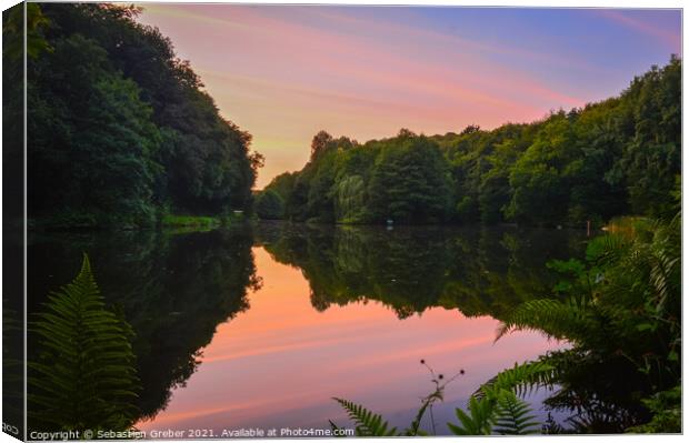 Sunset at Moss Valley Country Park Canvas Print by Sebastien Greber