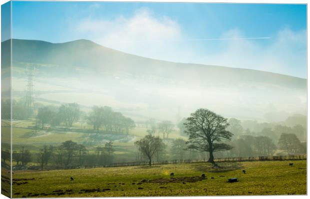 Foggy Morning in North Wales Canvas Print by Sebastien Greber
