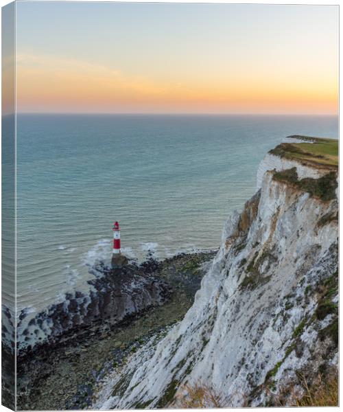 Beachy Head Lighthouse Sunset Canvas Print by Sebastien Greber