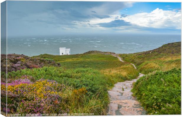 Path to Elin's Tower on Holy Island Canvas Print by Sebastien Greber