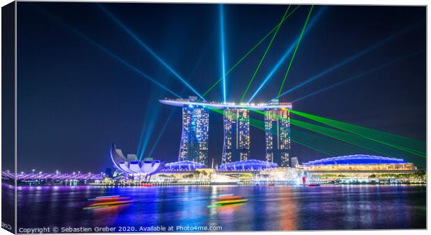  Marina Bay Sands Light Show Canvas Print by Sebastien Greber