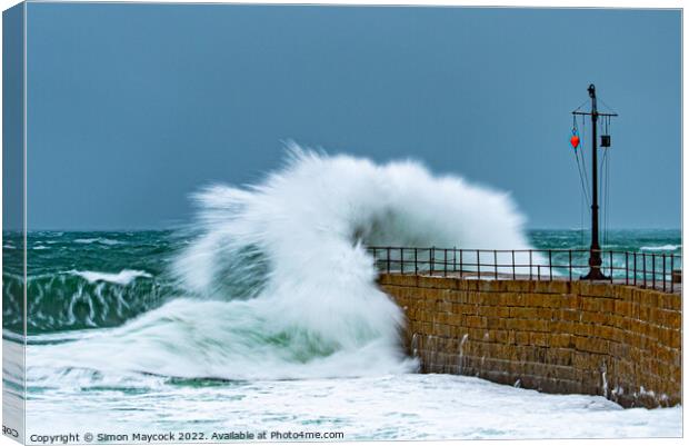 Porthleven pier Canvas Print by Simon Maycock