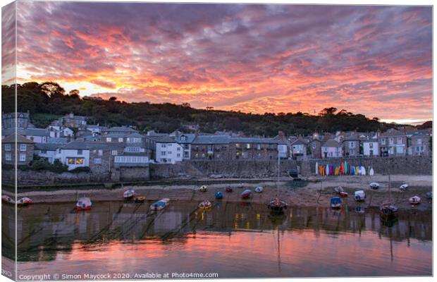 Mousehole Sunset #2 Canvas Print by Simon Maycock