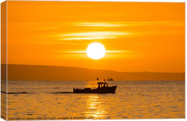 Mousheole Fishing boat sunrise Canvas Print by Simon Maycock