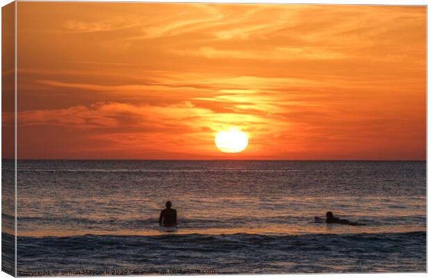 Sunset Surfers #1 Canvas Print by Simon Maycock