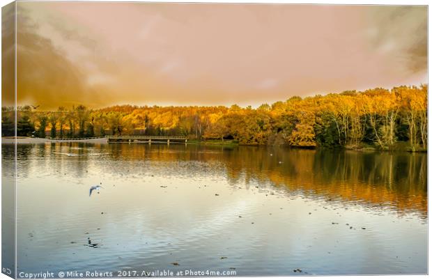 Autumn over the lake Canvas Print by Mike Roberts