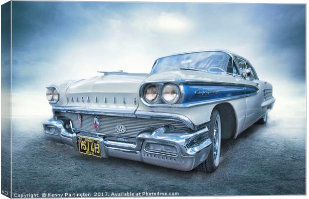 The blue and white Oldsmobile Canvas Print by Kenny Partington