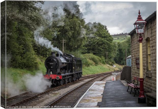 Steam at Keighley Canvas Print by kevin cook