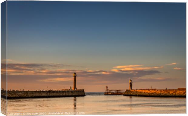 Whitby Lighthouses Canvas Print by kevin cook