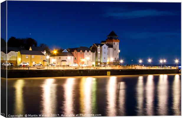 Portishead Seafront by Night Canvas Print by Martin Waters