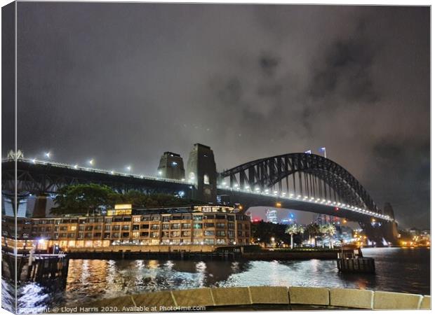 Sydney Harbour Bridge in storm Canvas Print by Lloyd Harris