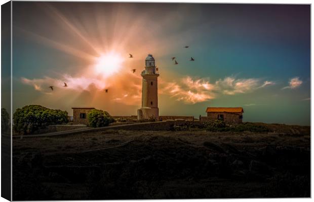 Enigmatic Lighthouse at Paphos Canvas Print by David Owen