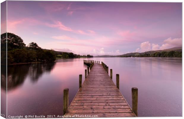 Monk Coniston Jetty Sunrise Canvas Print by Phil Buckle