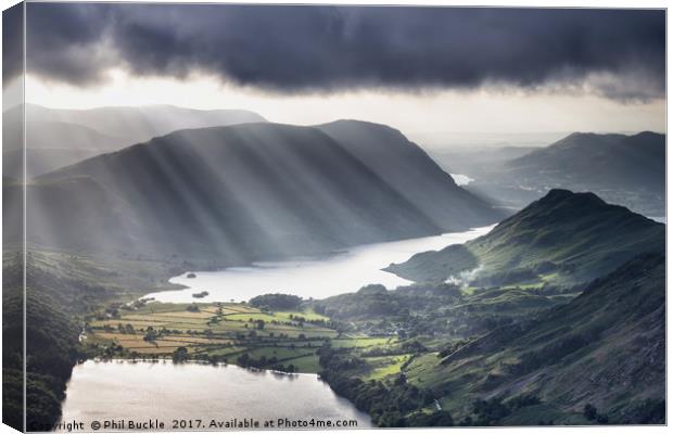 Light Rays over Crummock Water Canvas Print by Phil Buckle