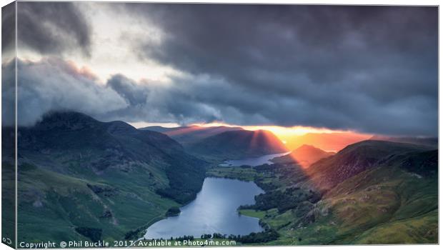 Three Lakes Sunset Canvas Print by Phil Buckle